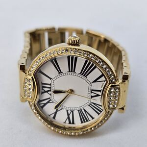 Bronzo Italia Women's Watch‎ 36MM White Dial Gold Tone Bracelet 6.5" New Battery